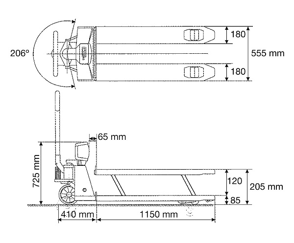 Dimensioni-Transpallet-VHB-minoreingombro